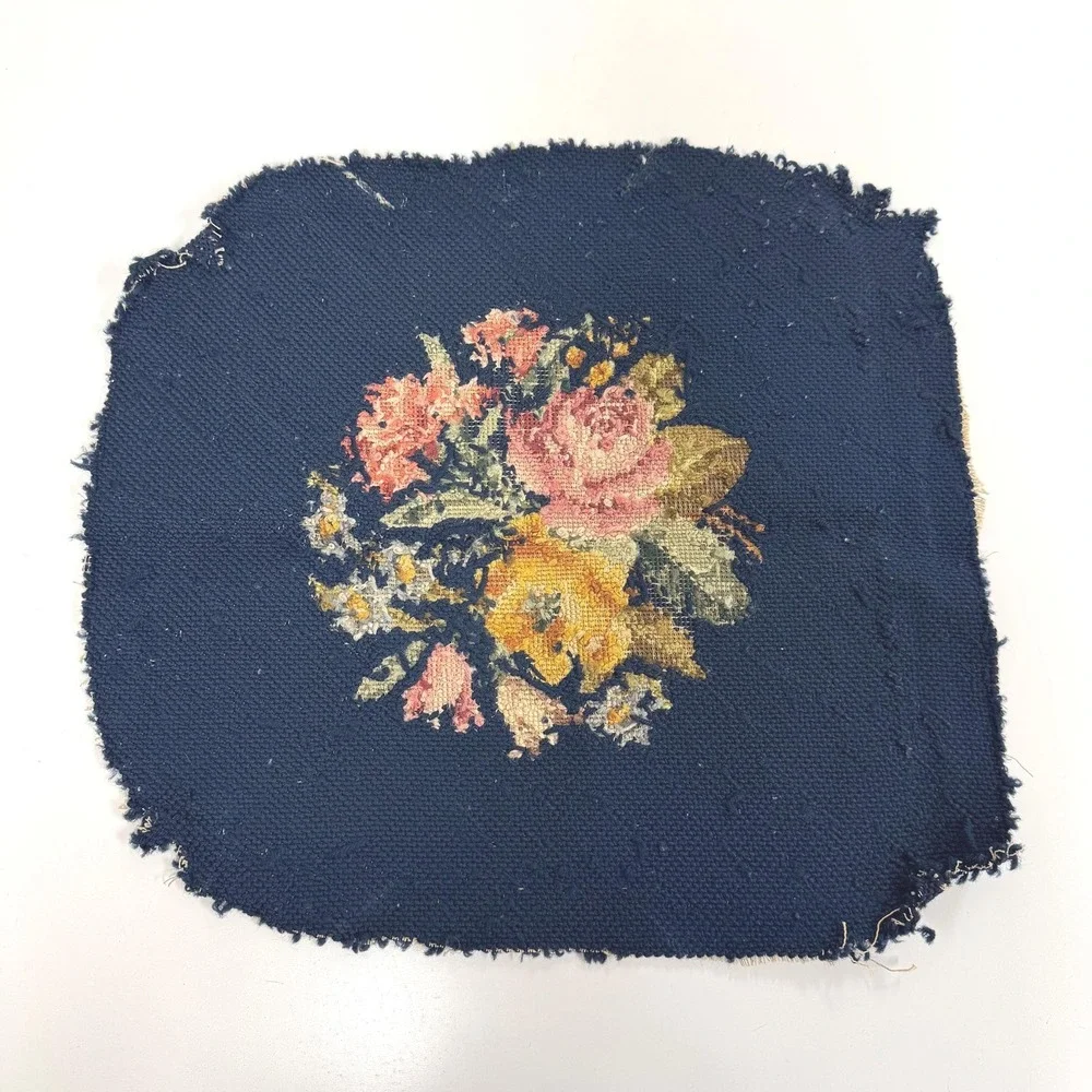 Vintage needlepoint tapestry floral decor